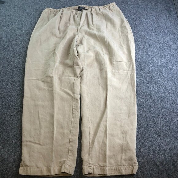 Eileen Fisher Woman Pants Womens 1X Tan Brown Wide Leg Linen Blend Boho Loose - Picture 1 of 12